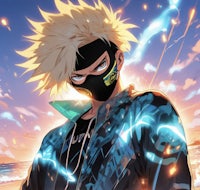 an anime character with a mask on his face